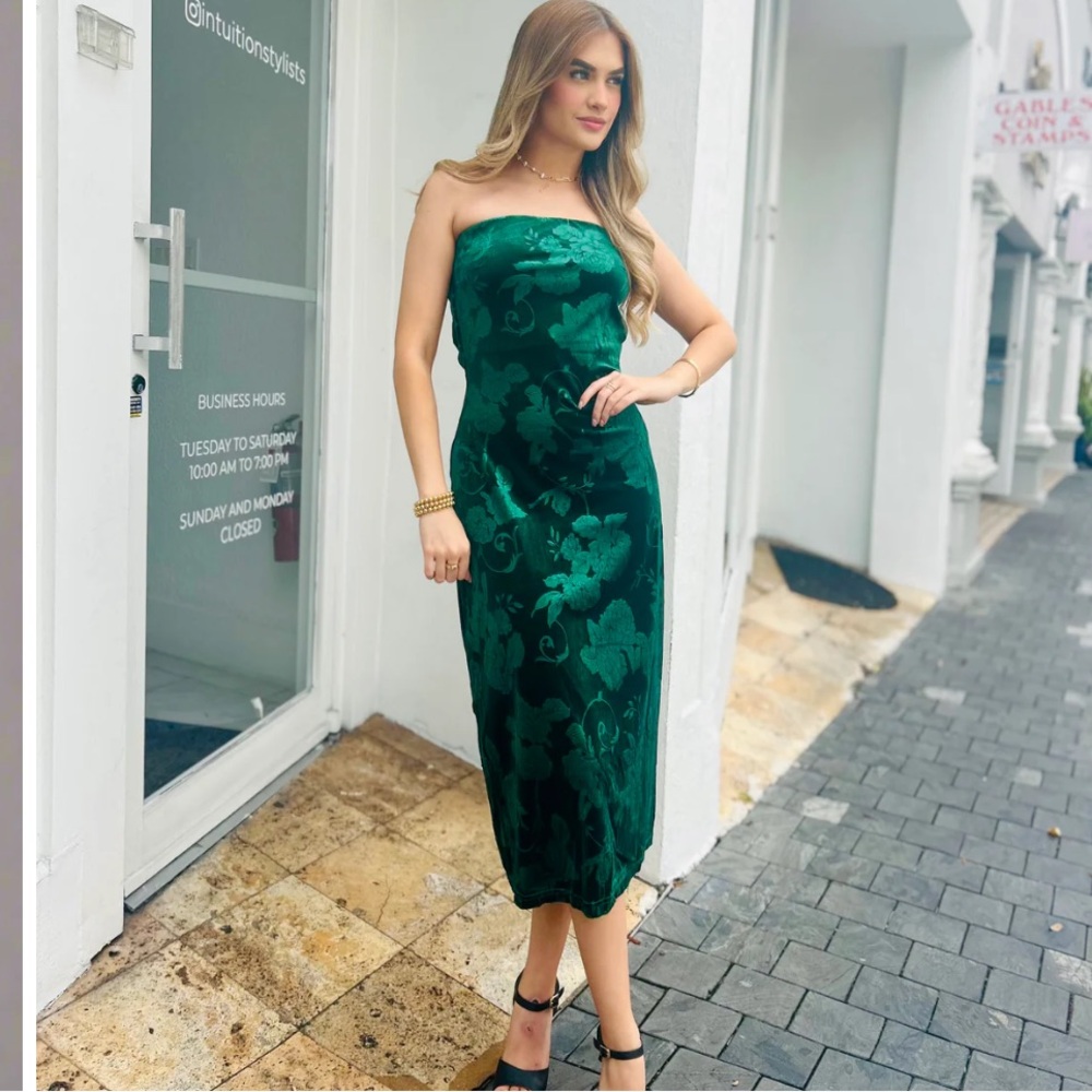 Vici Green Floral Midi Dress